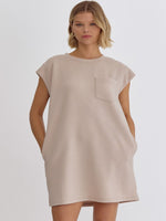 GOING PLACES TEXTURED DRESS-BEIGE