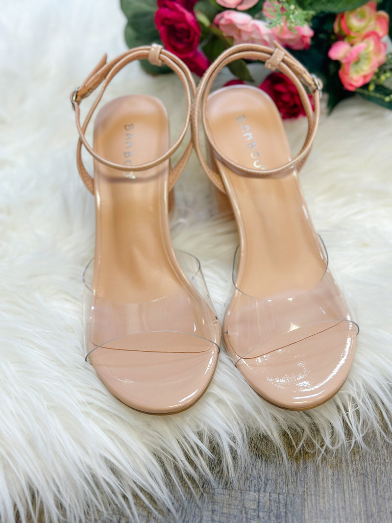 PARTY HARD CLEAR STRAP HEELS-NUDE