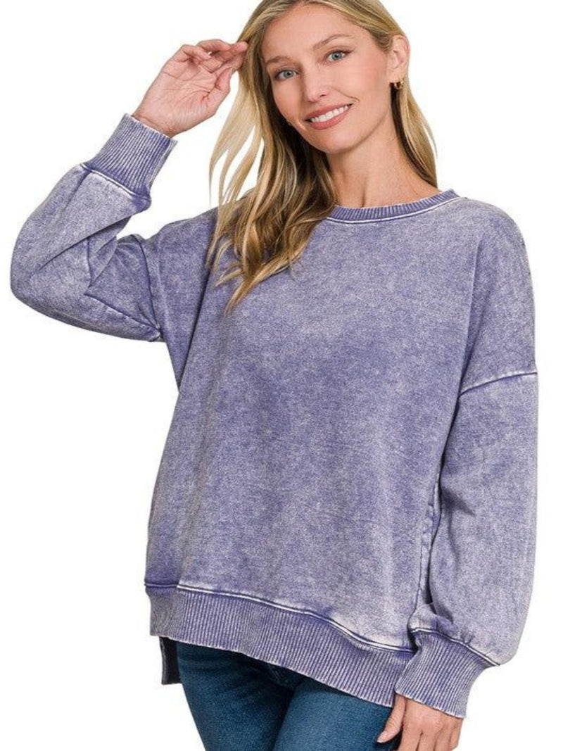 HELLO FALL FLEECE PULLOVER-LIGHT PURPLE