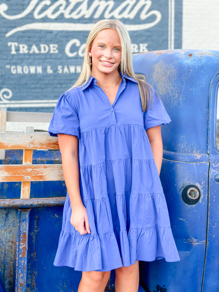 BLUE MOON TIERED DRESS-ROYAL BLUE