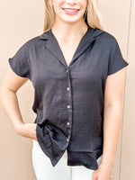 HAZEL BUTTON DOWN TOP-BLACK