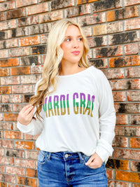 MARDI GRAS LONG SLEEVE PULLOVER-IVORY