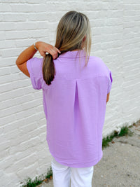 MINDY AIR FLOW WOVEN BUTTON SHIRT-LAVENDER