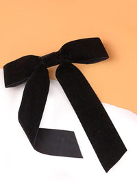 VELVET BOW LACE HAIR CLIP-BLACK