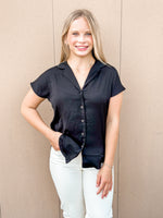 HAZEL BUTTON DOWN TOP-BLACK