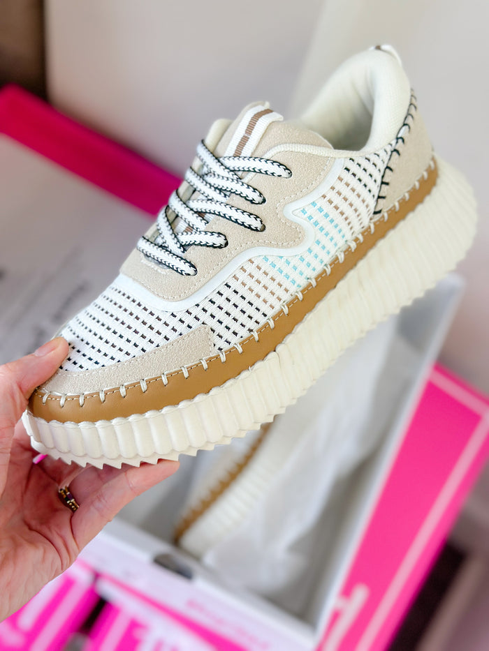 CHLOE KNIT SNEAKER-BEIGE