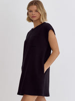 GOING PLACES TEXTURED DRESS-BLACK