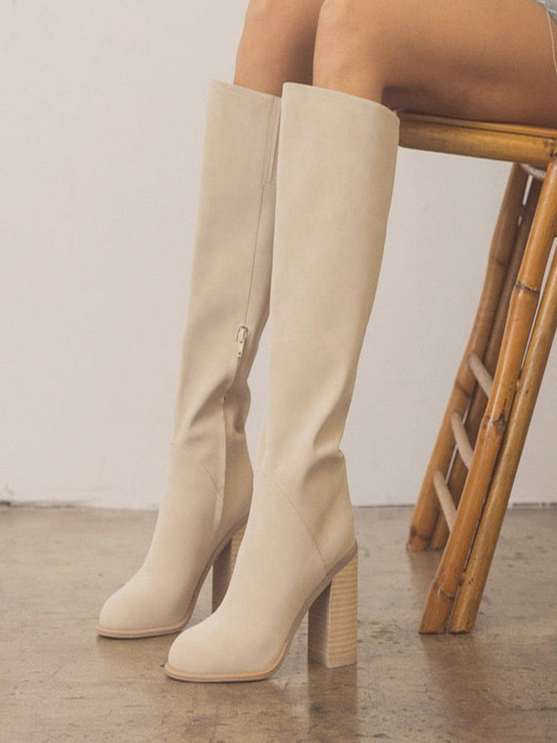 SHILOH KNEE BOOT-LIGHT GREY