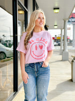BE MINE SMILEY GRAPHIC T-SHIRT-PINK