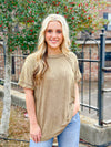 OUT AND ABOUT RIBBED TOP-OLIVE