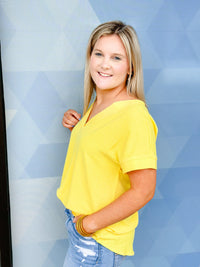 ALLIE WOVEN TOP-YELLOW