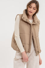 PUFFER VEST-MOCHA