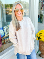 HELLO FALL FLEECE PULLOVER-MOCHA