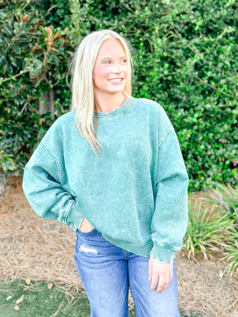 OVERSIZED FLEECE PULLOVER-GREEN