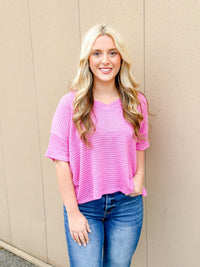 WILSON WAFFLE PRINT CROPPED TOP-MAUVE