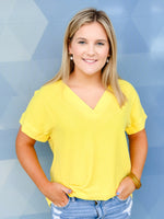 ALLIE WOVEN TOP-YELLOW