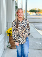 LEOPARD PRINT BUTTON DOWN TOP