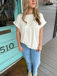 SPRING IS HERE COTTON TEE-BEIGE