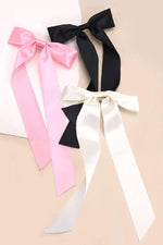 SILKY SATIN BOW LACE HAIR CLIP-PINK