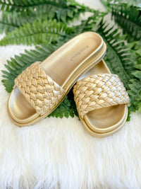 ZOE BRAIDED SLIDE SANDAL-GOLD