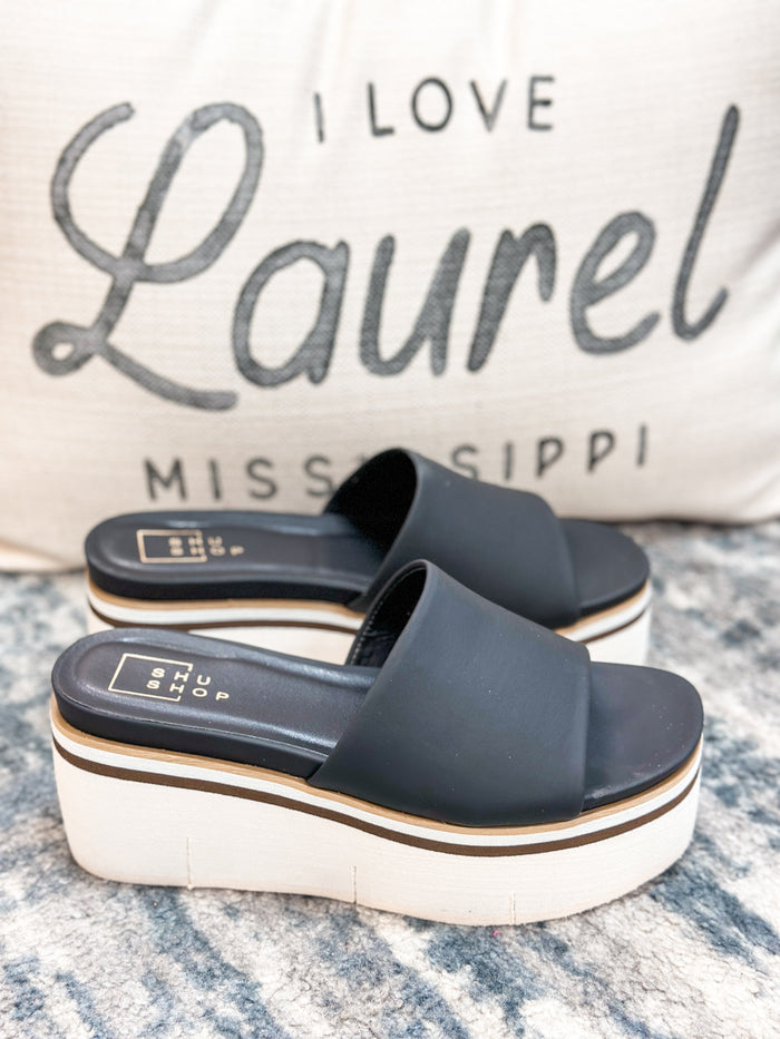 JACEE SHUSHOP SLIDE SANDAL-BLACK