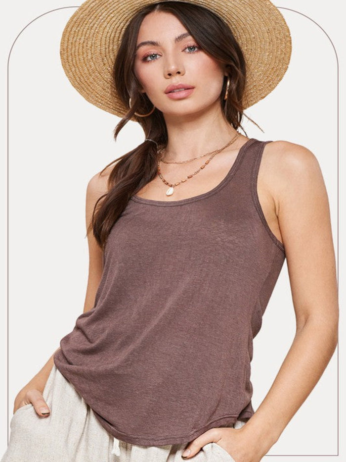 LILLIE LOOSE FIT SLEEVLESS TANK TOP-MOCHA