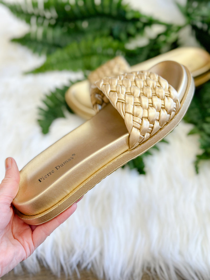 ZOE BRAIDED SLIDE SANDAL-GOLD