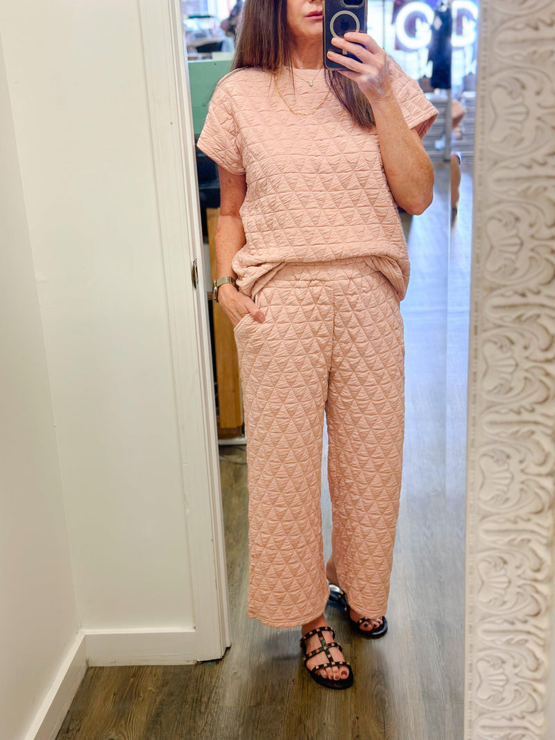 QUILTED LOUNGE SET- BLUSH