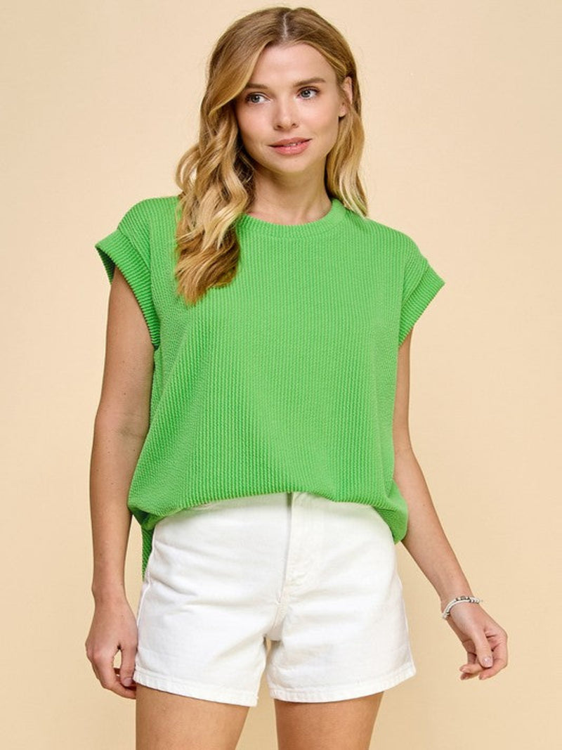 ADDISON RIBBED TOP-GREEN