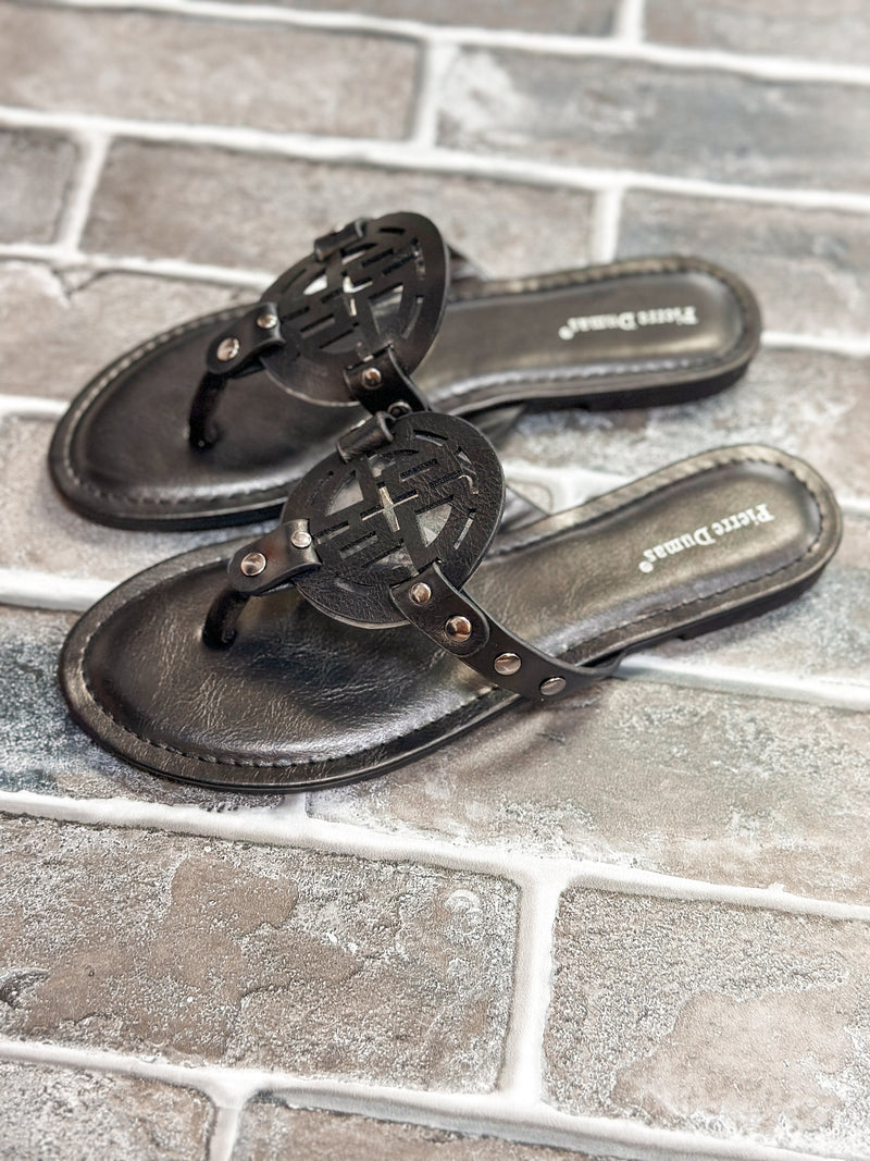 TORI FLAT SANDAL-BLACK