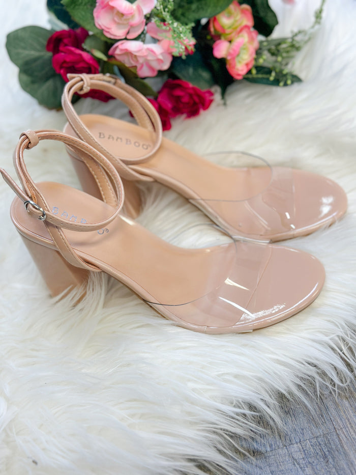 PARTY HARD CLEAR STRAP HEELS-NUDE