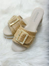 JUNE BUCKLE SLIDE-NATURAL RAFFIA