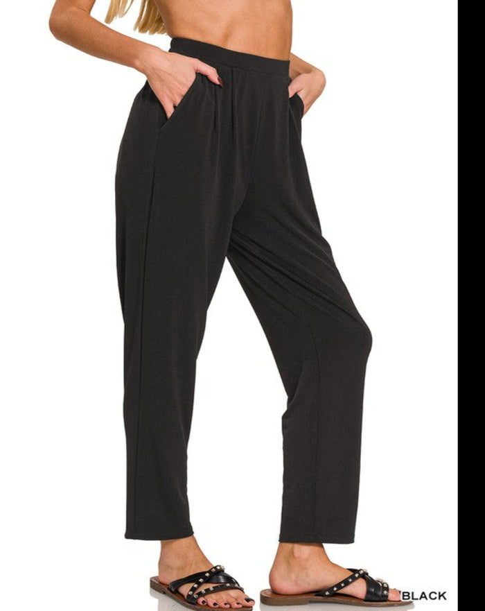 PLEATED PANTS-BLACK