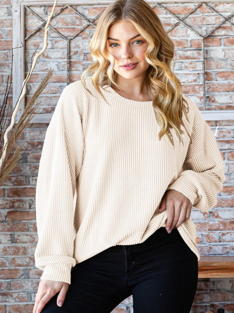 BRYNN RIBBED PULLOVER-IVORY