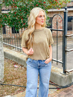 OUT AND ABOUT RIBBED TOP-OLIVE