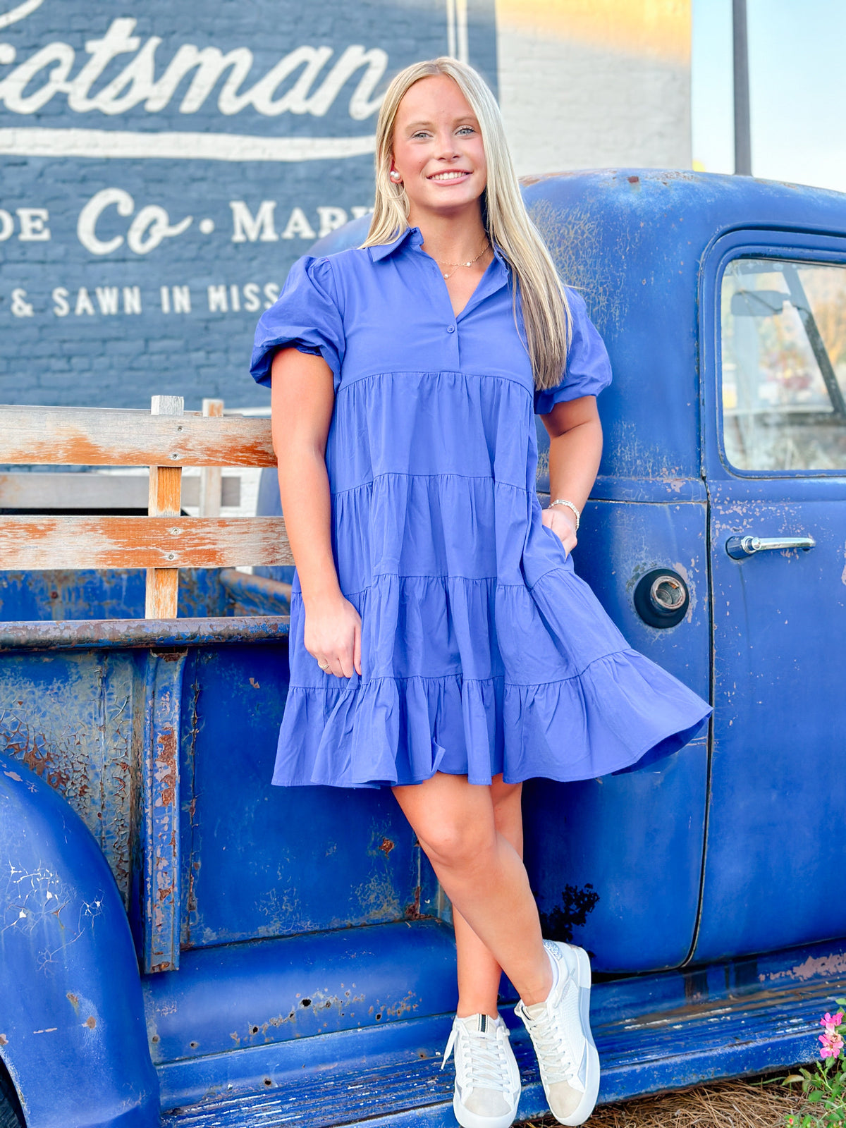 BLUE MOON TIERED DRESS-ROYAL BLUE