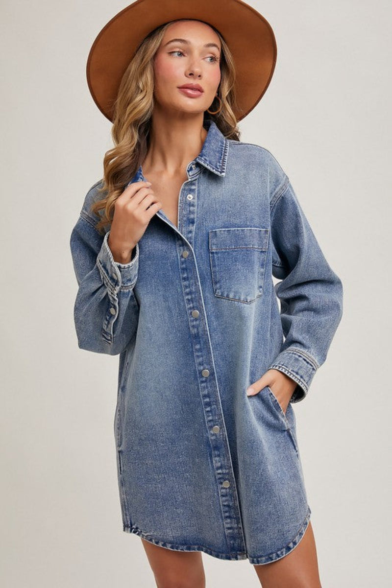 IVY DENIM DRESS-MEDIUM WASH