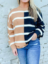 SENSATIONAL STRIPED SWEATER-BLACK/TAN