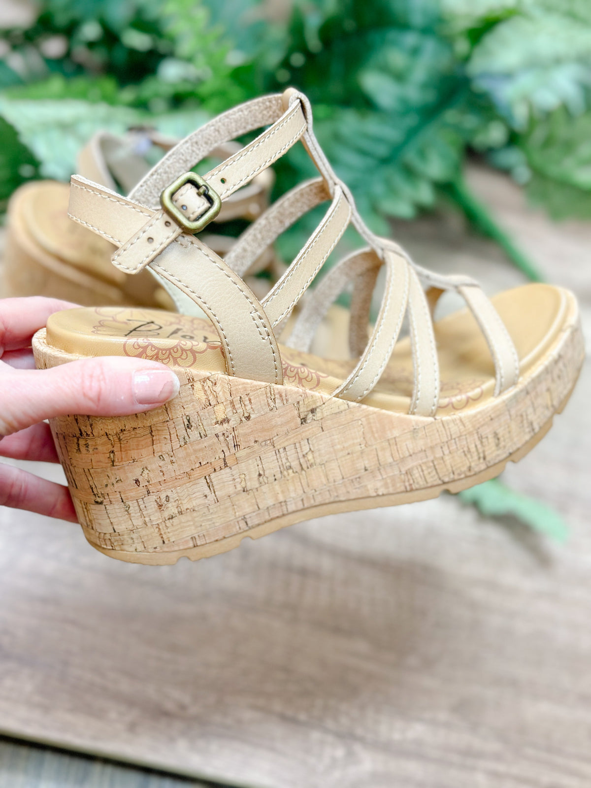 BERMUDA STRAPPY BLOWFISH WEDGE SANDAL-CASHEW