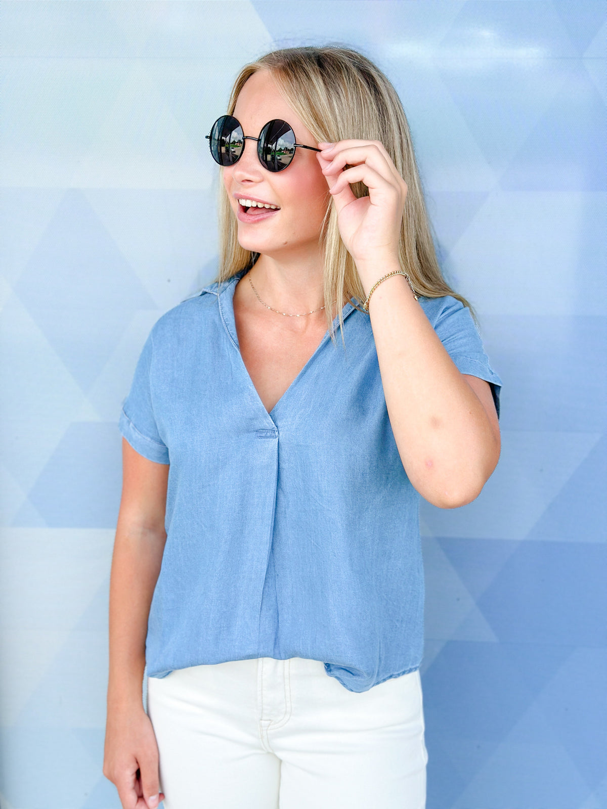 DARCY TOP-CHAMBRAY