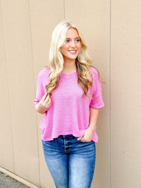 WILSON WAFFLE PRINT CROPPED TOP-MAUVE