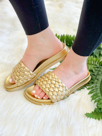 ZOE BRAIDED SLIDE SANDAL-GOLD