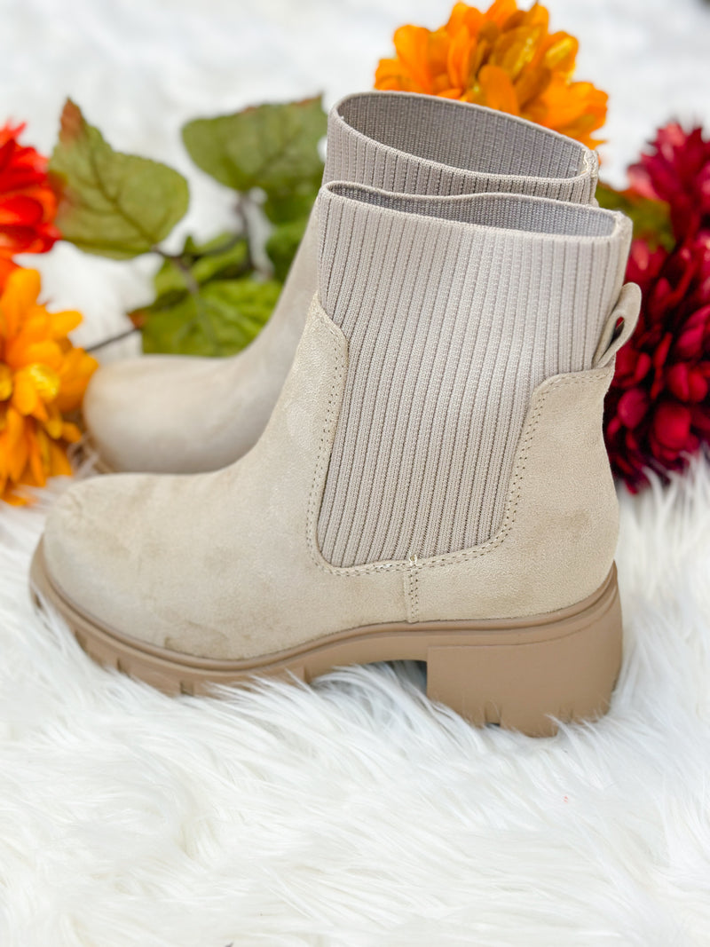 ZOEY BOOTIE-TAUPE SUEDE