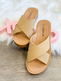 LUCILLE CRISS CROSS SANDALS-NUDE