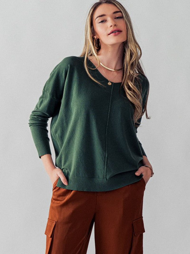 FALL ESSENTIAL TUNIC SWEATER-OLIVE