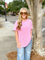 OUT AND ABOUT RIBBED TOP-PINK