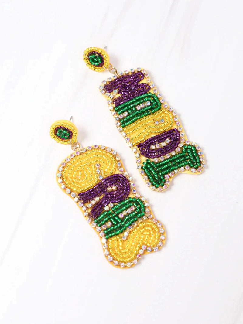 MARDI GRAS BEADED EARRINGS