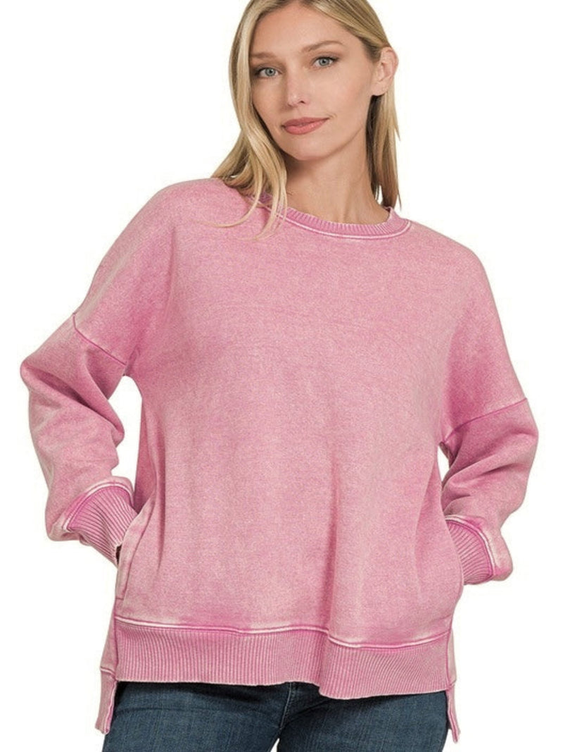 HELLOFALL FLEECE PULLOVER-ROSE