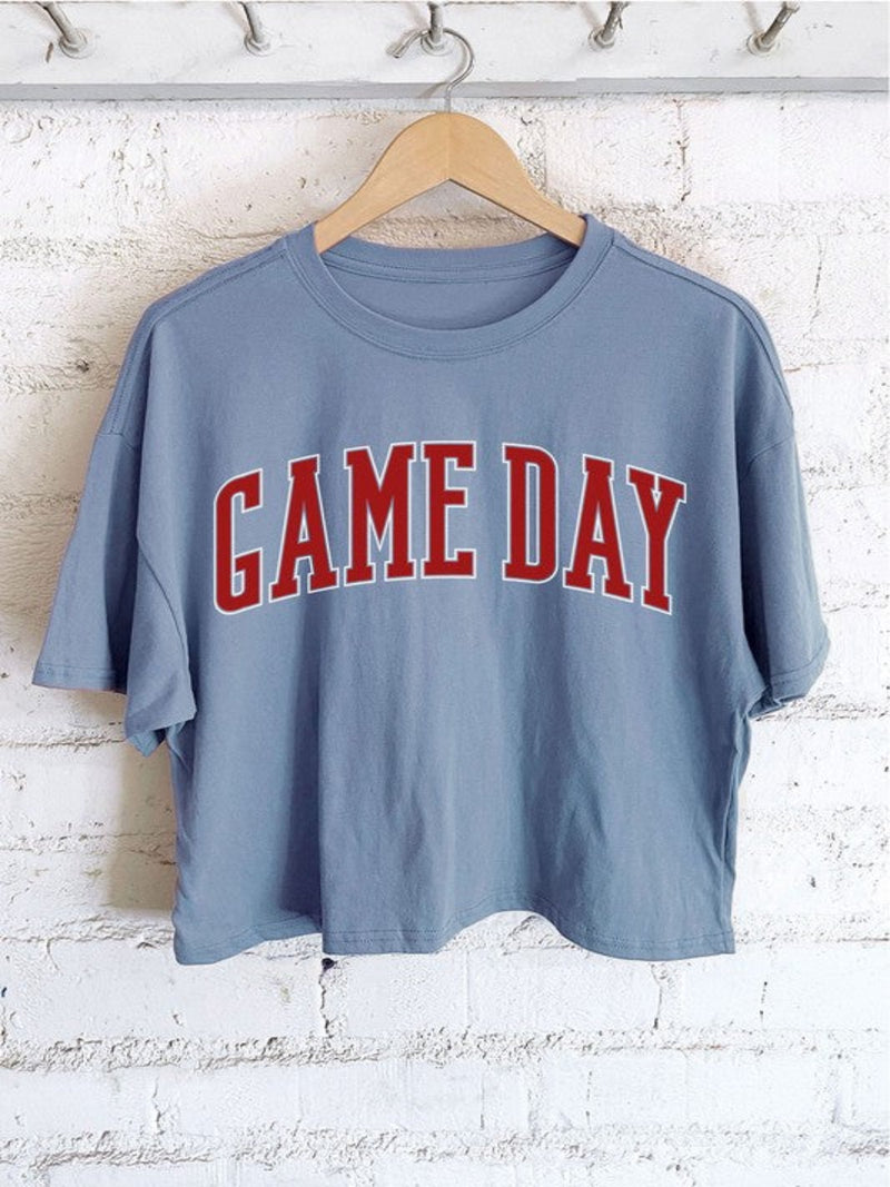 GAME DAY CROPPED TEE-POWDER BLUE