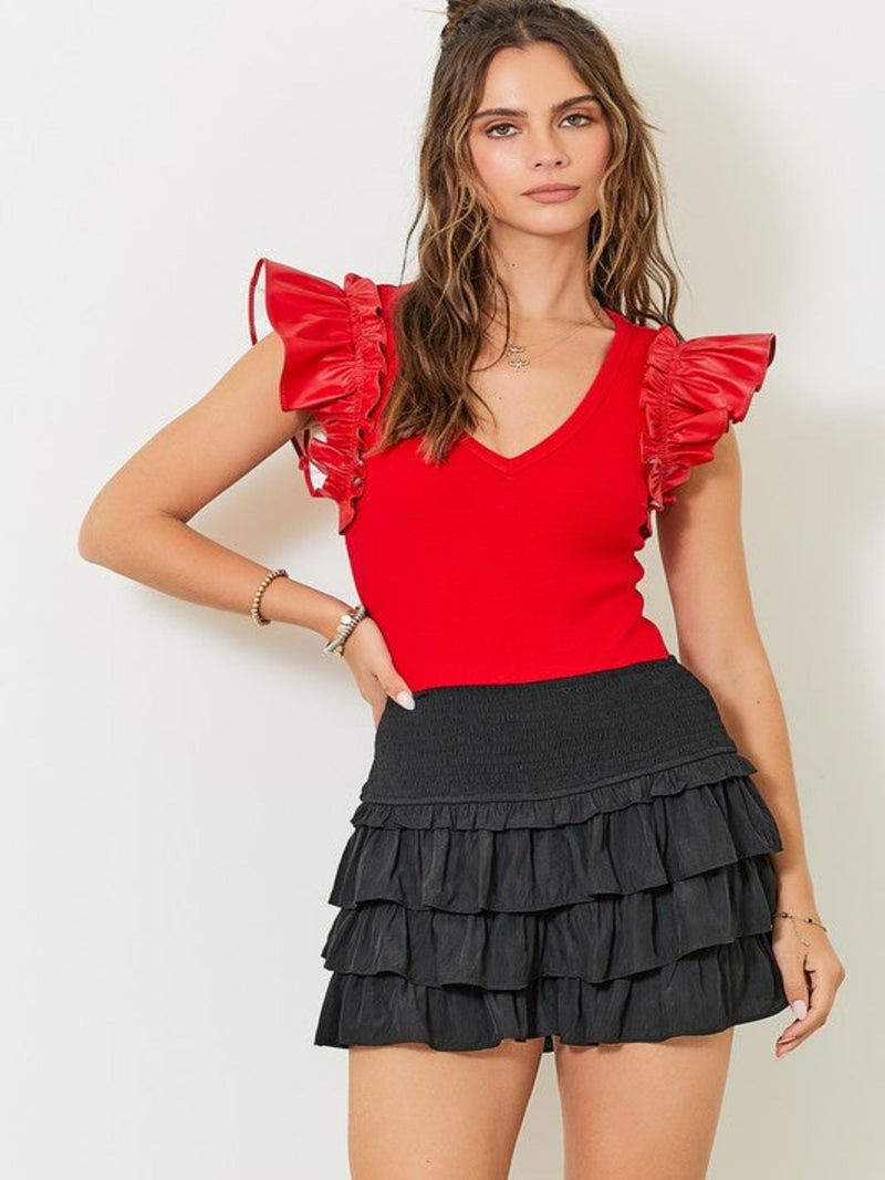 RUFFLED TIERED SKORT-BLACK